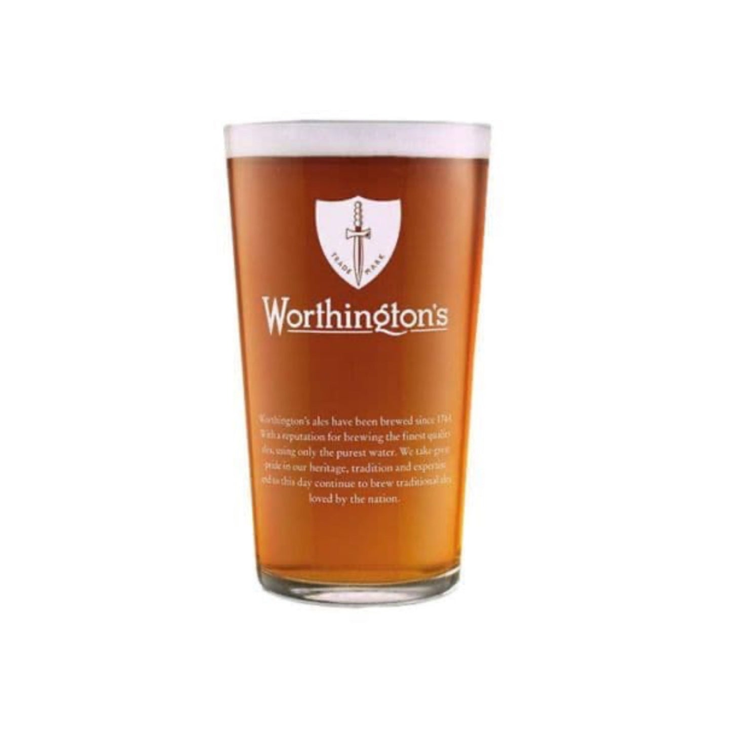 Worthington's Beer Glass Set with 2 Pint Glasses and 10 Beer Mats, Traditional Ale Glassware Collection
