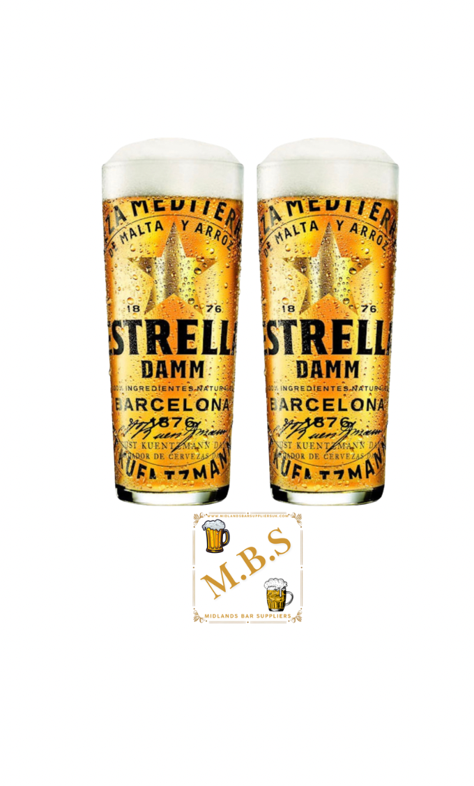 Estrella Damm Pint Glass x2 Barcelona Beer Glassware Set