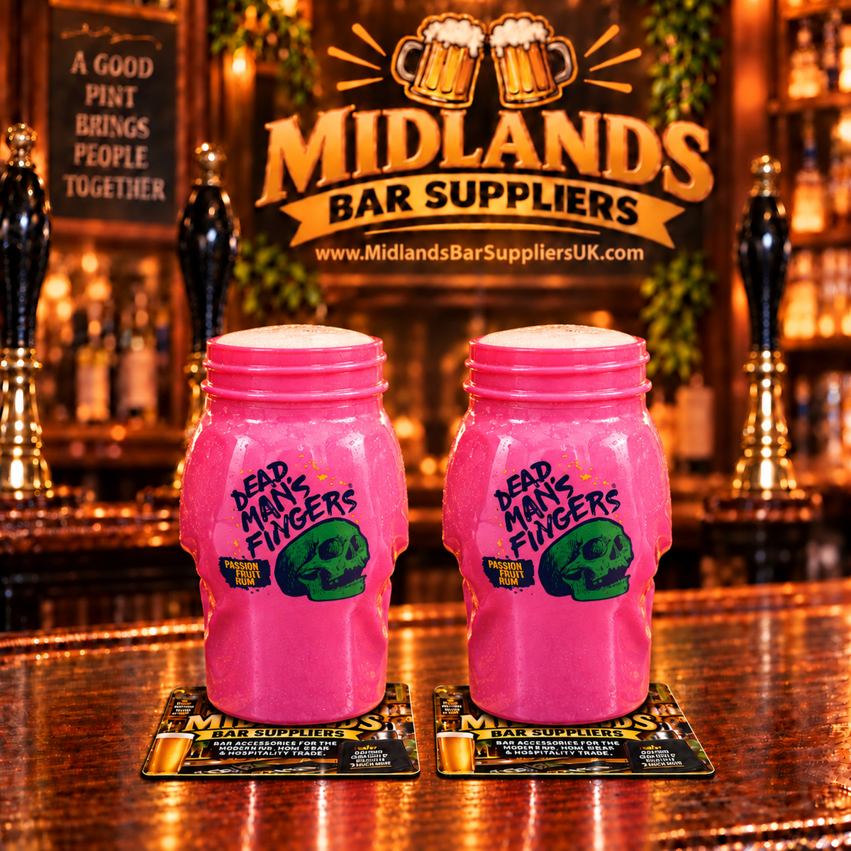 Dead Man’s Fingers Skull Glass - Pink Spiced Rum 3/4 pint Brand New Gift Boxed