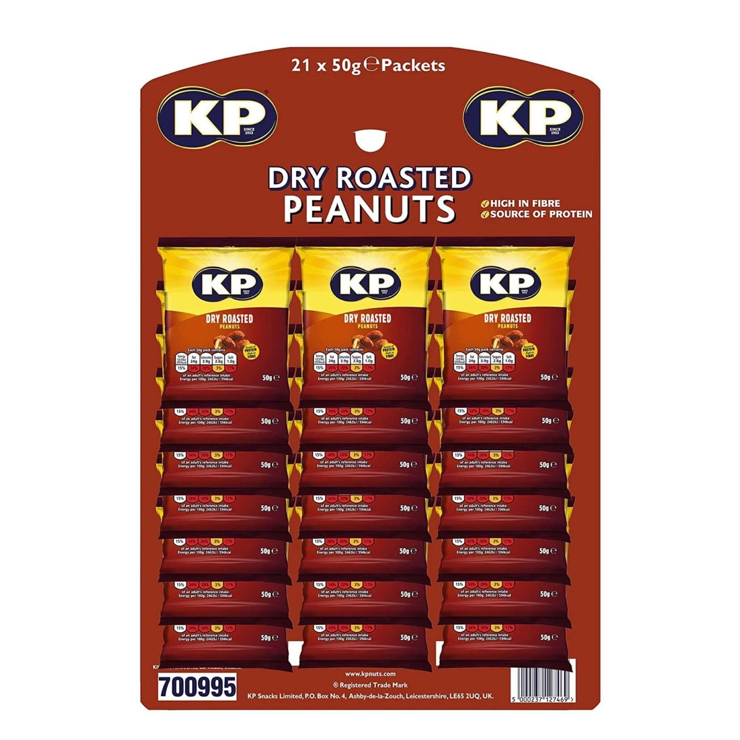KP Dry Roasted Peanuts 21 x 50g on Pub Card