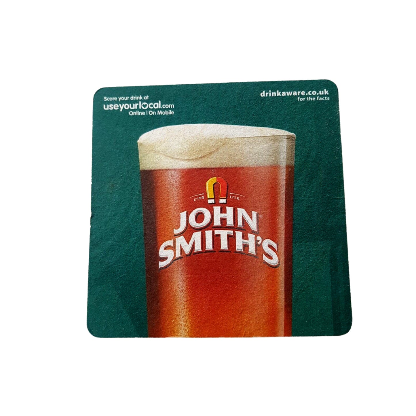John Smith's Beer Glass Set with 2 Pint Glasses and 10 Pub Coasters, Traditional Bar Collection