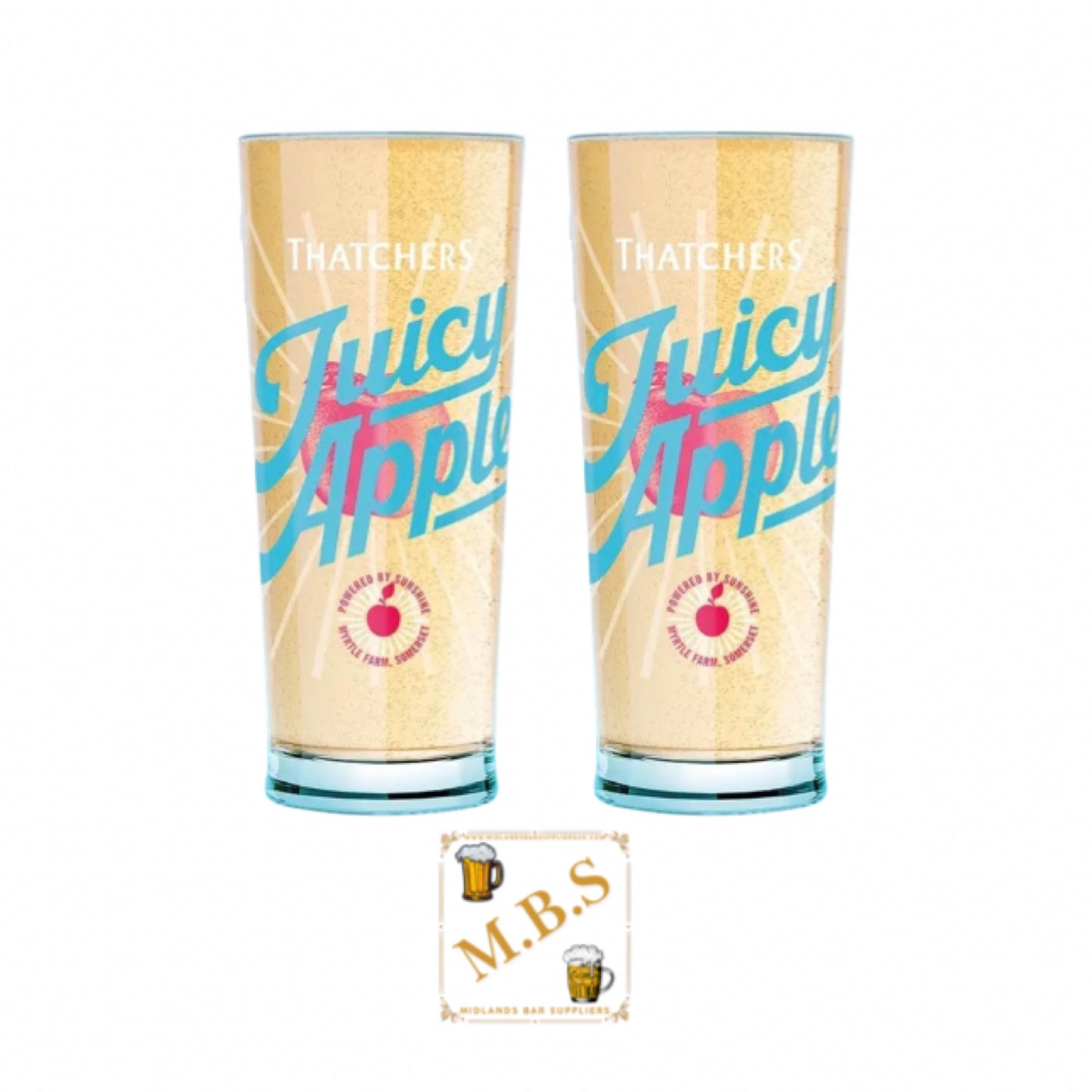 Thatchers Juicy Apple Cider Pint Glasses x2