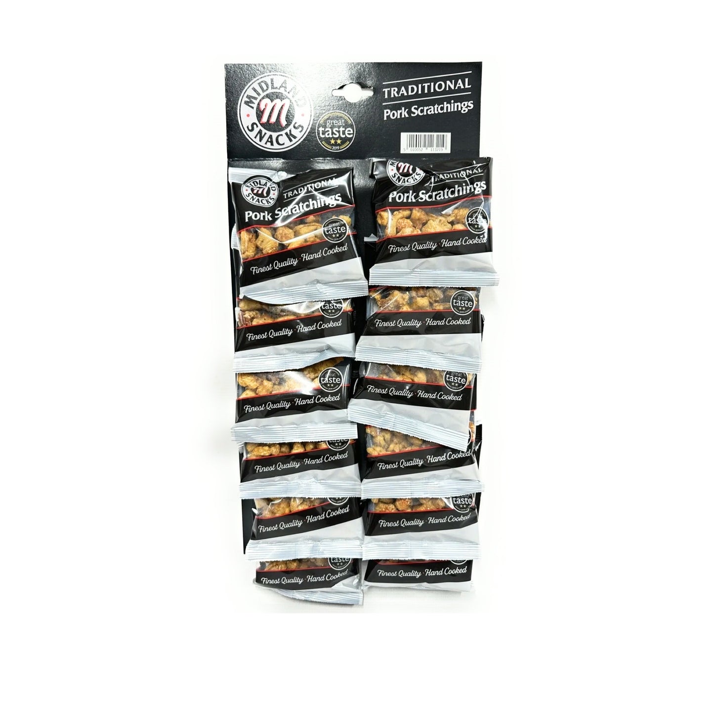 Traditional Pork Scratchings 24 X 40g Packs Seasoned Meat Snack Pub Carded