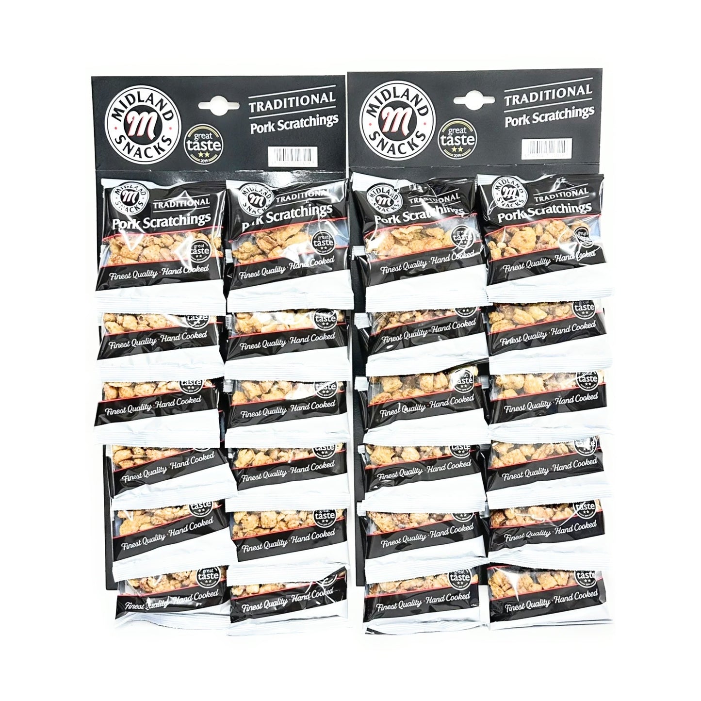 Traditional Pork Scratchings 24 X 40g Packs Seasoned Meat Snack Pub Carded