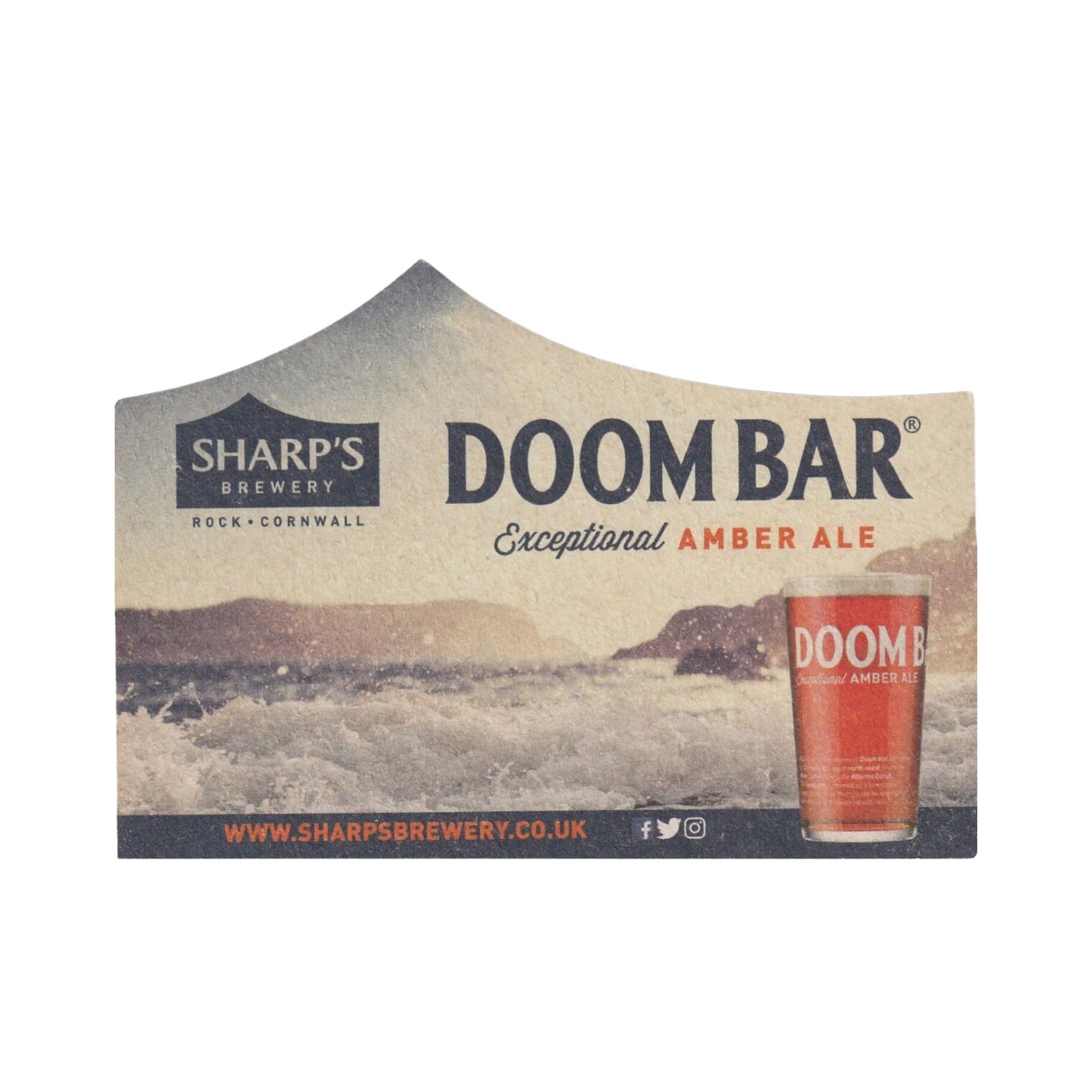 Sharp's Doom Bar Amber Ale Beer Glasses (Set of Four) Plus 8 x Branded Beer Coasters