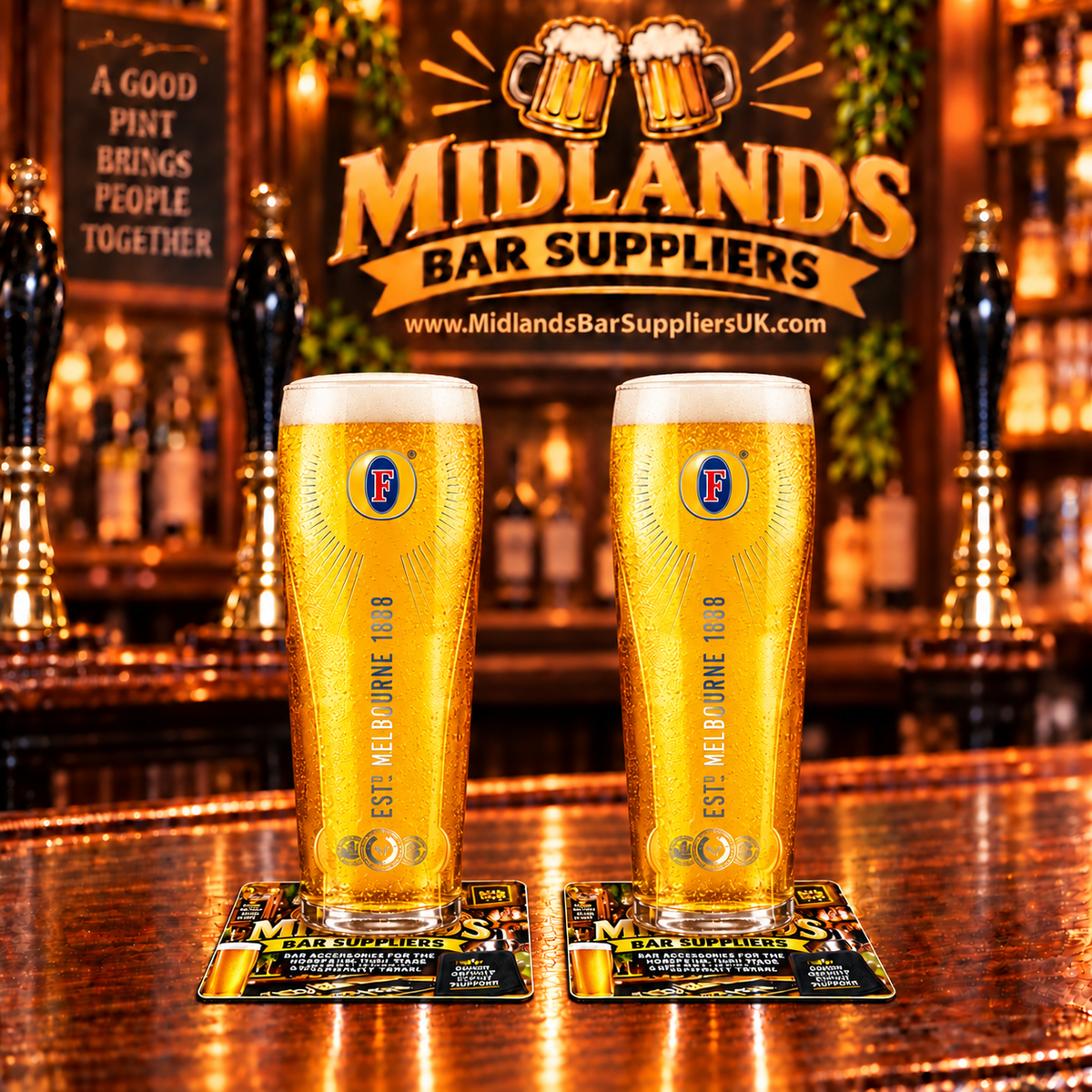 Fosters Half Pint Glasses Set of 2