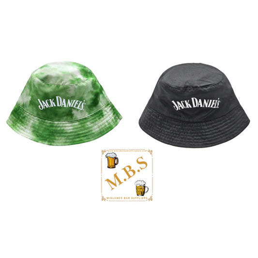 Jack Daniels Reversible Bucket Hat - Black/Green - Plus 1X Thin Midlands Bar Suppliers Beer Coaster