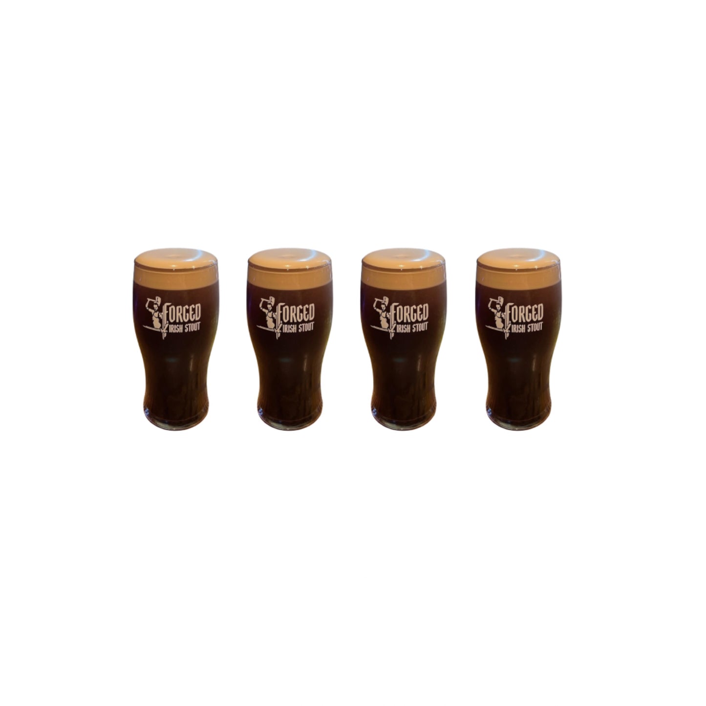 Set Of Four Forged Irish Stout Pint Glasses