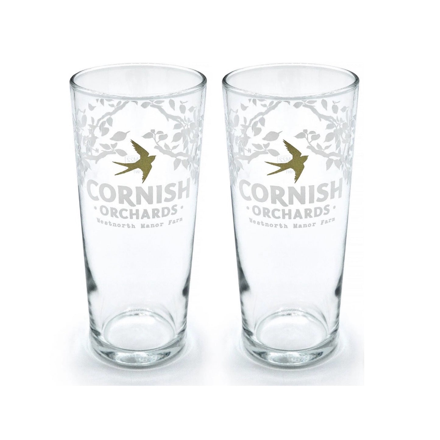 Cornish Orchards Cider Pint Glass, Clear, Set of 2