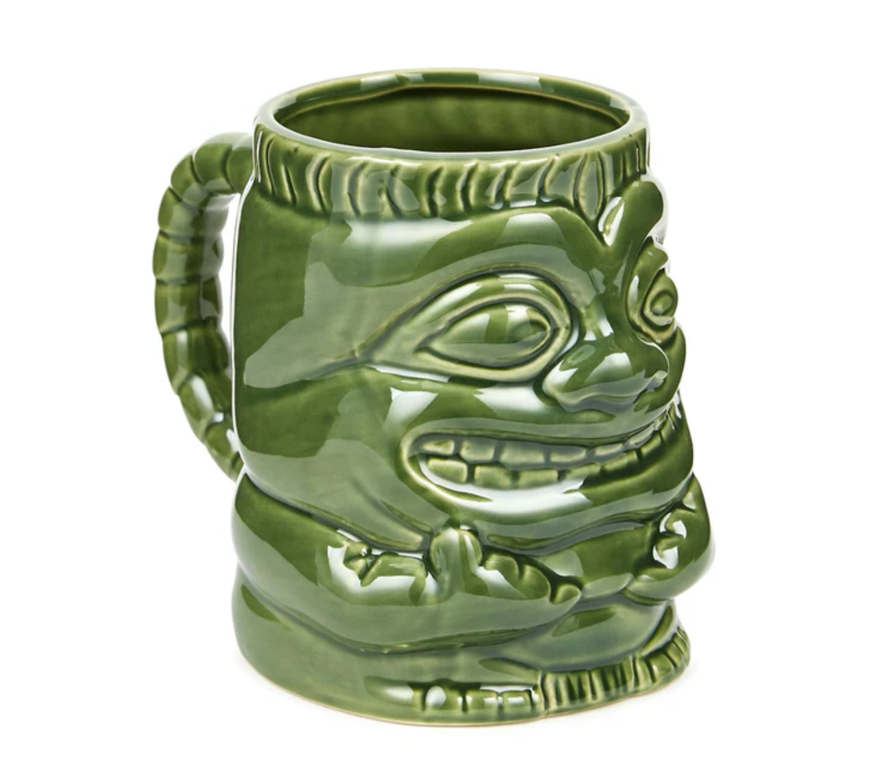Green Ceramic Tiki Mug With a Handle