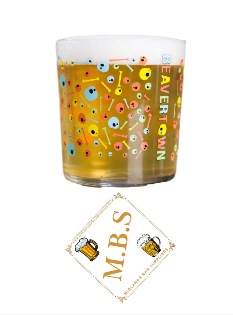 Beavertown Pint Glass and Half Pint Glass Tumbler & 2 X Thin Midlands Bar Suppliers Beer Coasters