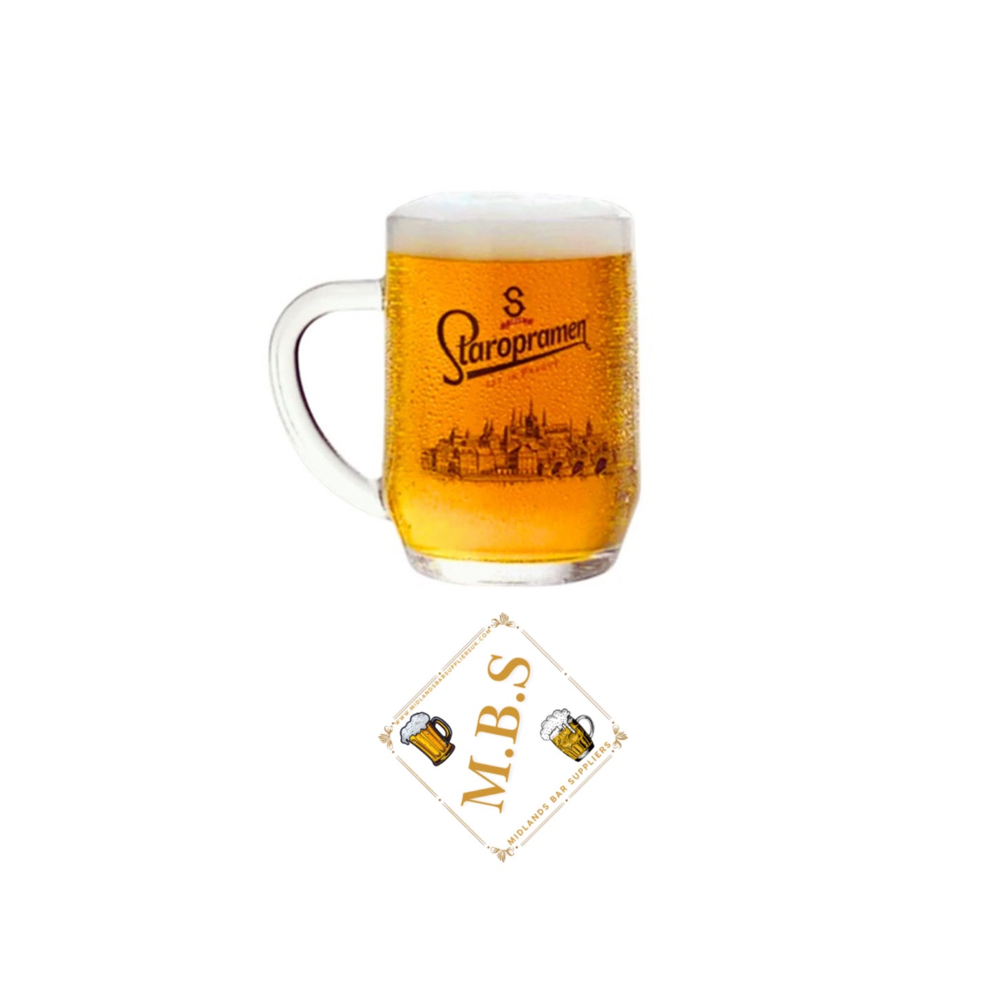 Staropramen Beer Glass Beer Tankard 570ml Nucleated Tankard CE Marked