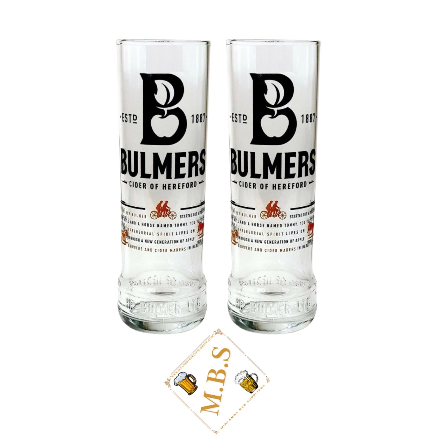 Bulmers Cider Tall Pint Glasses 58cl Set of 2