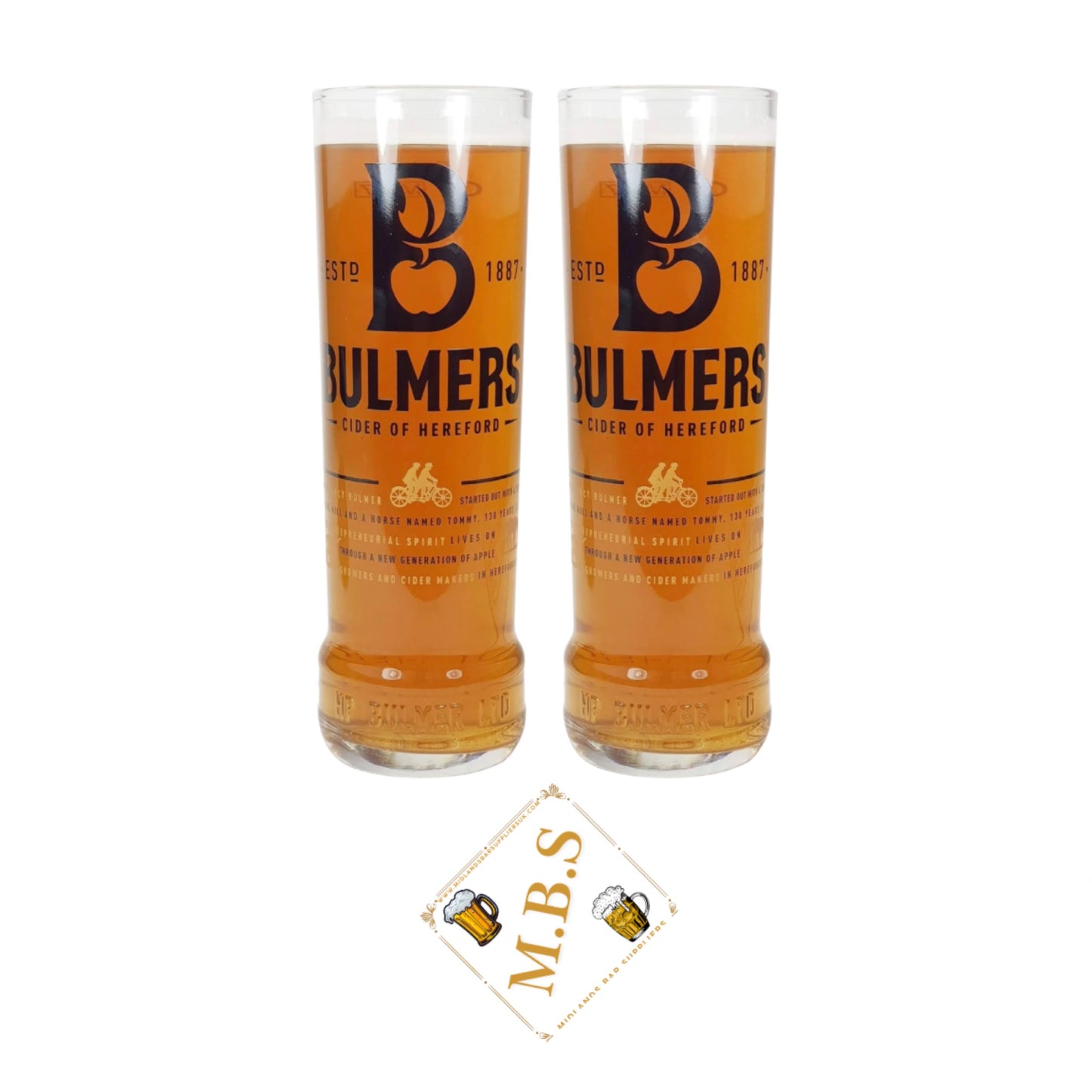Bulmers Cider Tall Pint Glasses 58cl Set of 2