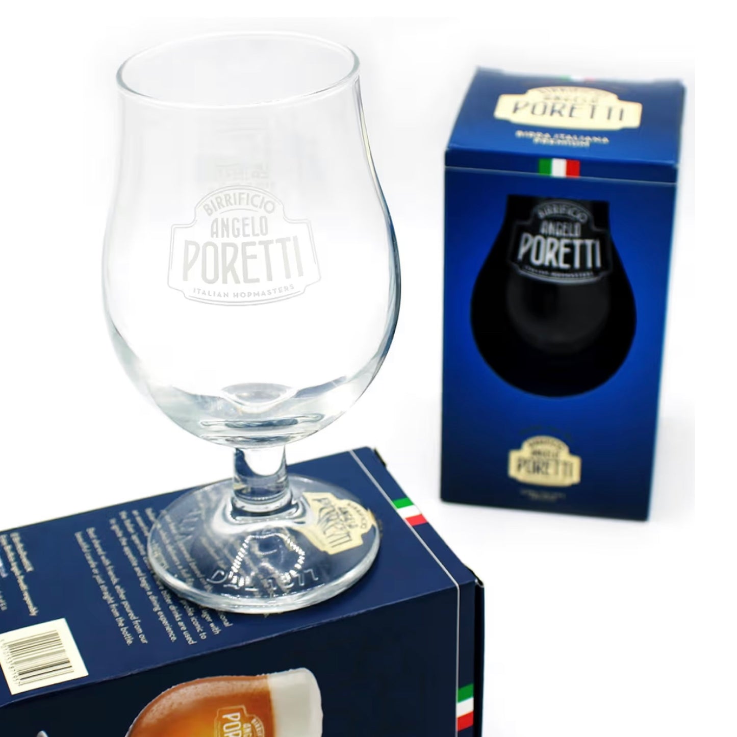 2 x Birrificio Angelo Poretti Half Pint Goblet Glass Gift Boxed
