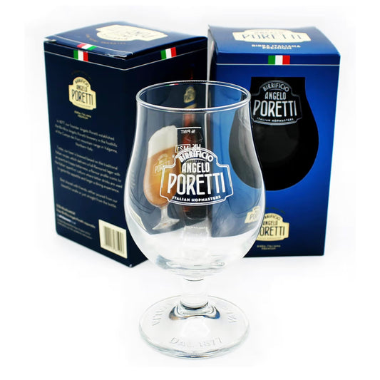 2 x Birrificio Angelo Poretti Half Pint Goblet Glass Gift Boxed