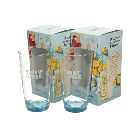 2 X Bombay Sapphire Gin Highball Tall Glasses Tumblers Gift Boxed