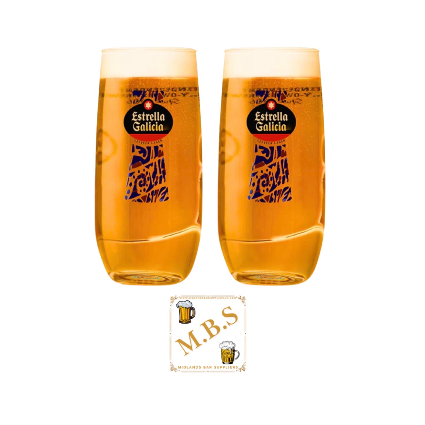 Estrella Galicia Pint Glasses x2