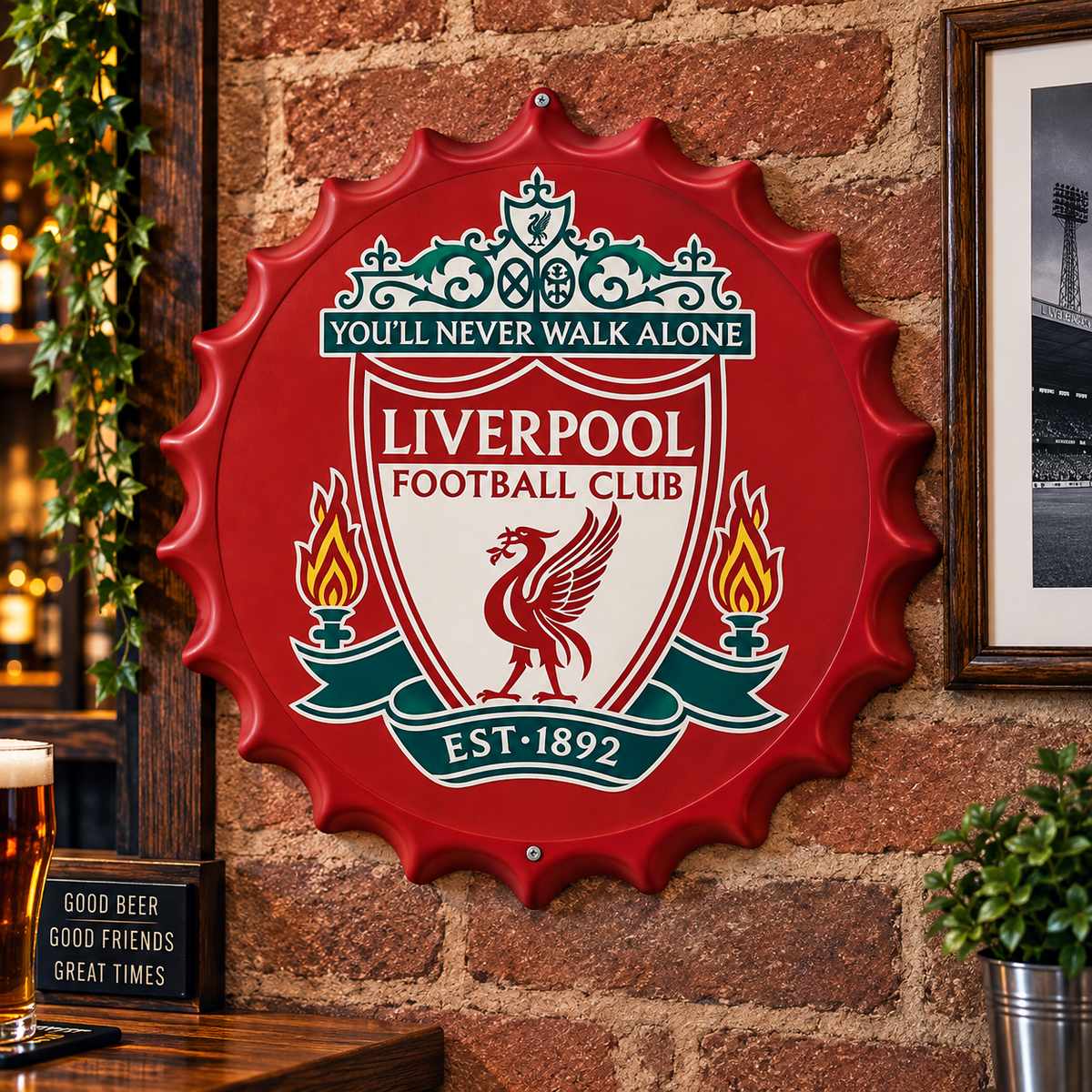 Liverpool FC Metal Bottle Cap Sign 35cm