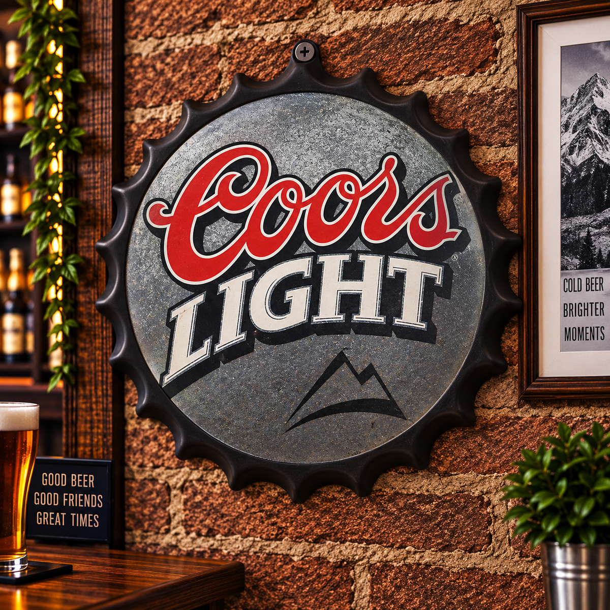 Cools Light Metal Bottle Cap Sign 35cm