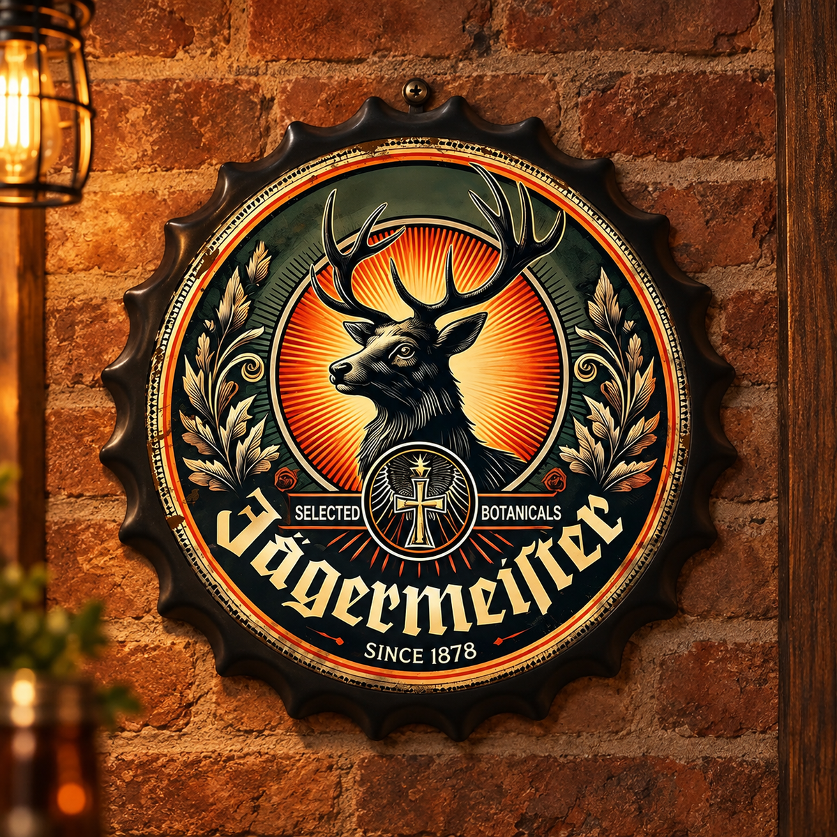 Jagermeister Metal Bottle Cap Sign 35cm