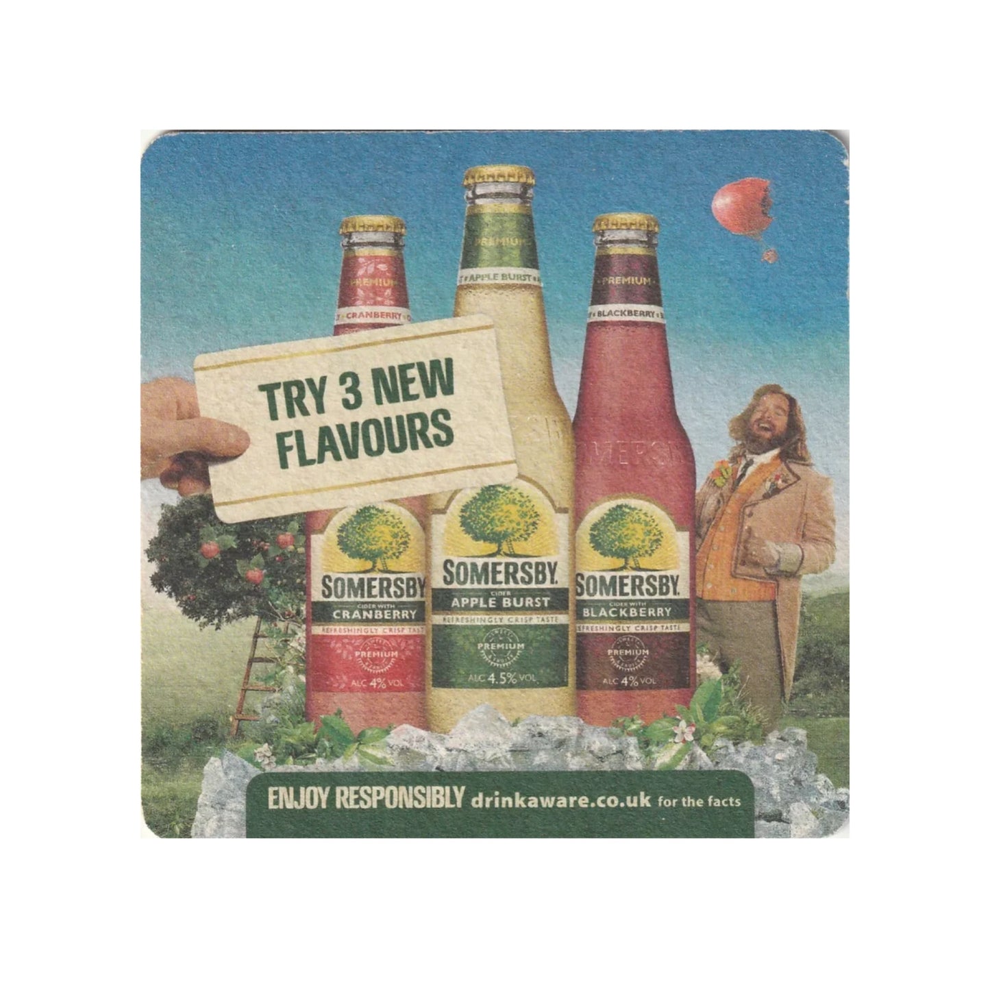 Pack of 100 SOMERSBY CIDER BEER COASTERS - TRY 3 NEW FLAVOURS