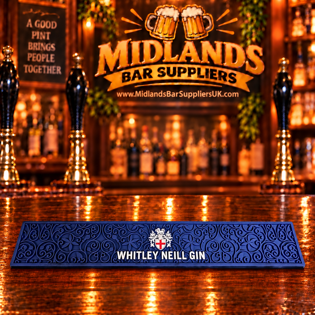Whitley Neill Gin Rubber Bar Runner 24” x 4”