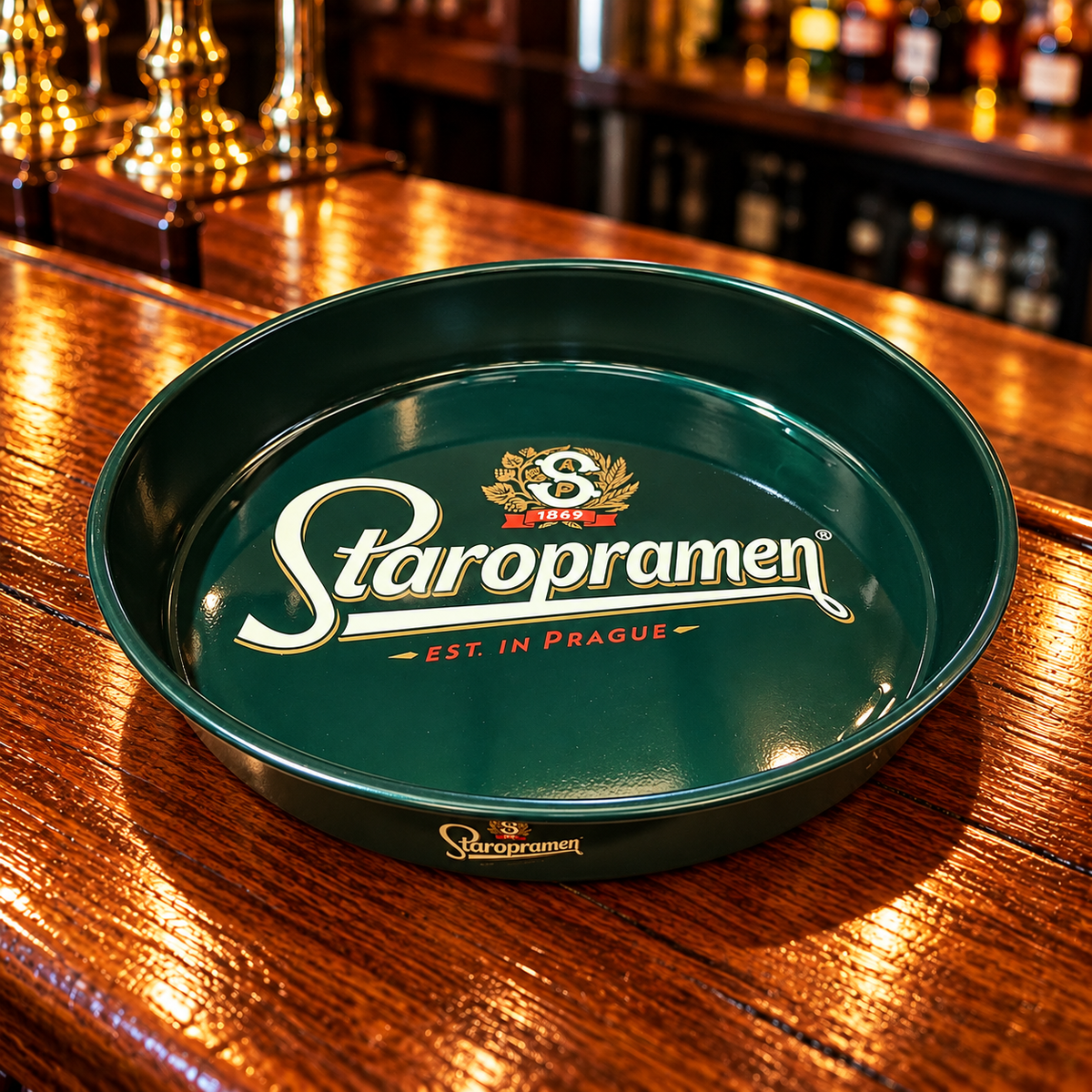 STAROPRAMEN Tin Non Slip Serving Tray 35cm x 35cm