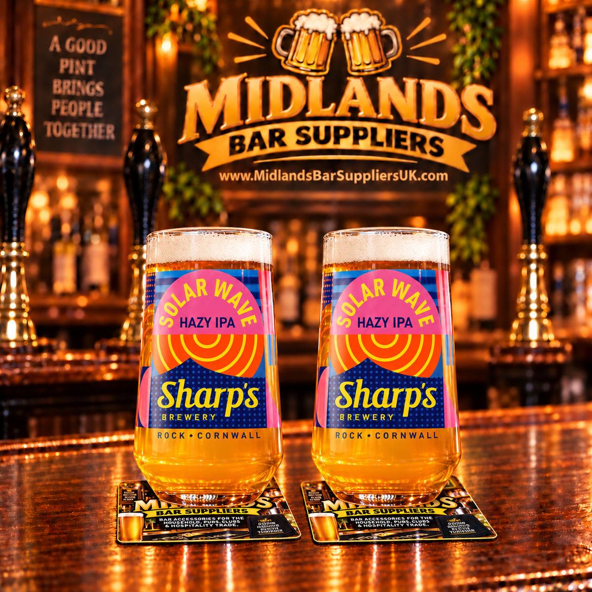 Sharps Solar Wave Pint Glasses Set of 2