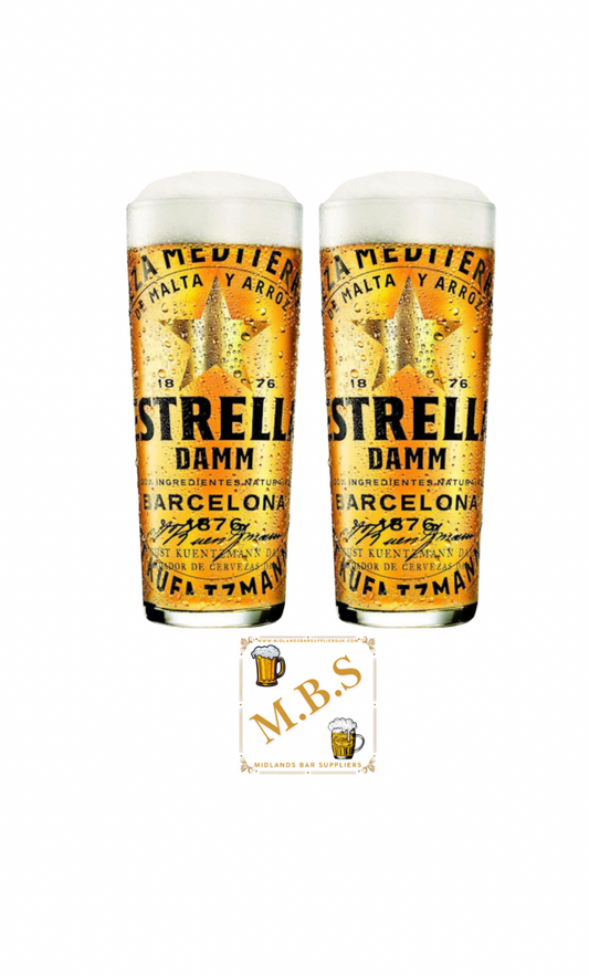 Estrella Damm Pint Glass x2 Barcelona Beer Glassware Set