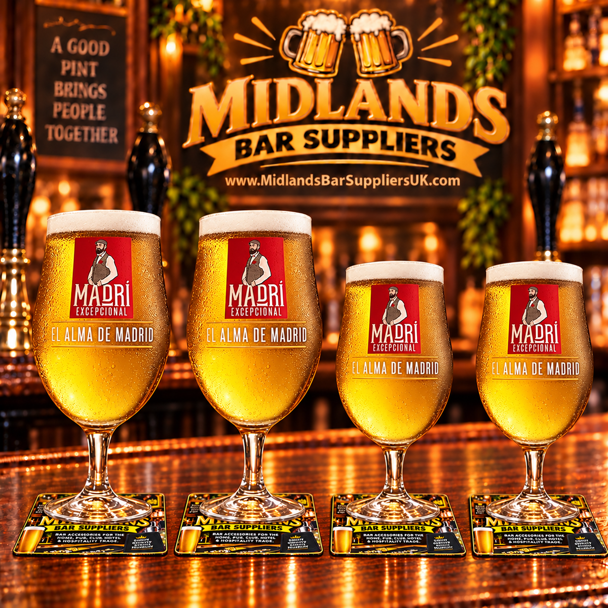 Madri Pint Glasses x2 & Madri Half Pint x2 Glasses