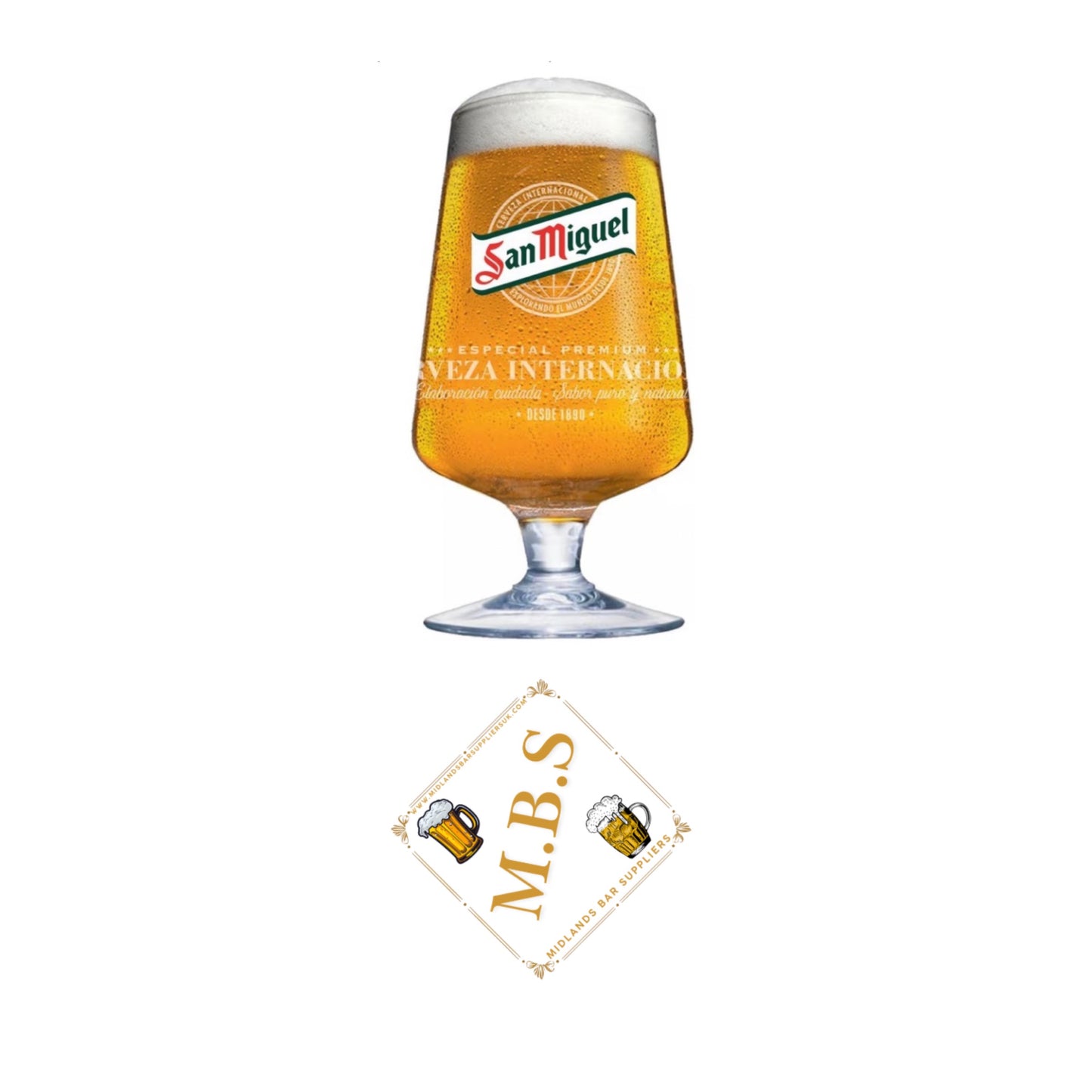 San Miguel Premium Beer Glass, Stemmed Crystal Glassware, Set of 2