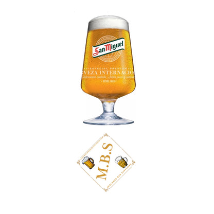 San Miguel Premium Beer Glass, Stemmed Crystal Glassware, Set of 2