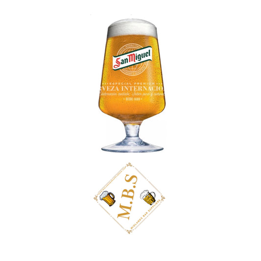 San Miguel Premium Beer Glass, Stemmed Crystal Glassware