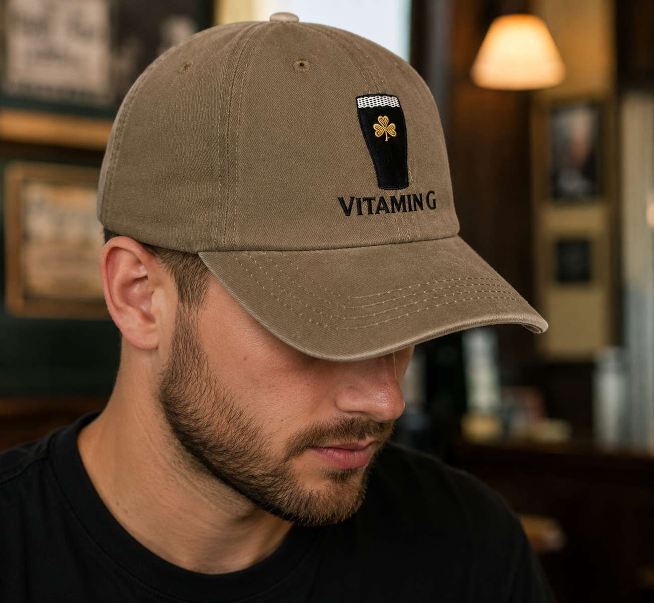 Guinness - Vitamin G Hat - Khaki Colour - Adjustable Size - Unisex
