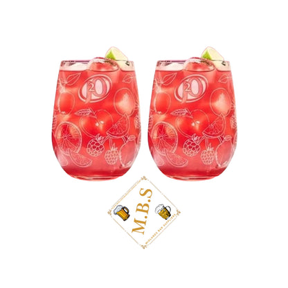 J20 Tumbler Glasses, Fruit Design, Premium Glass, Set of 2