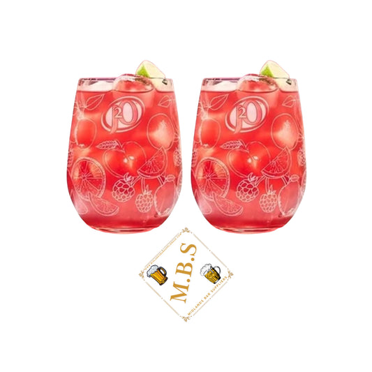 J20 Tumbler Glasses, Fruit Design, Premium Glass, Set of 2