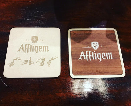2 Pack of AFFLIGEM Metal Double Sided Beer Coasters