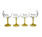 4 x  Gordon's Gin Lemon Balloon Glass Yellow Stem Goblet Boxed New Xmas Gift