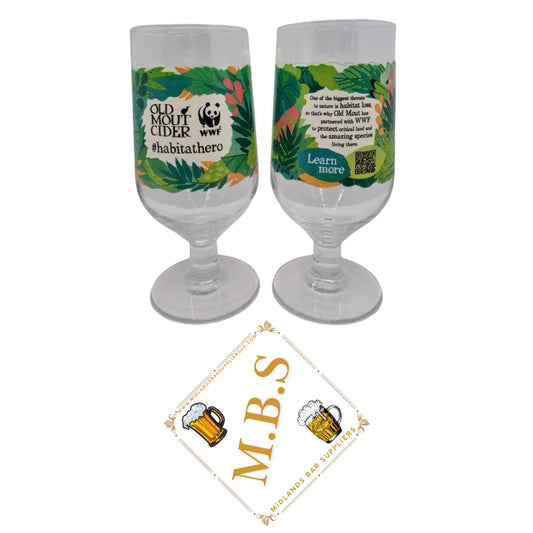 2X Old Mout Cider WWF Habitat Hero Pint Glasses, Tropical Leaf Design Glasses