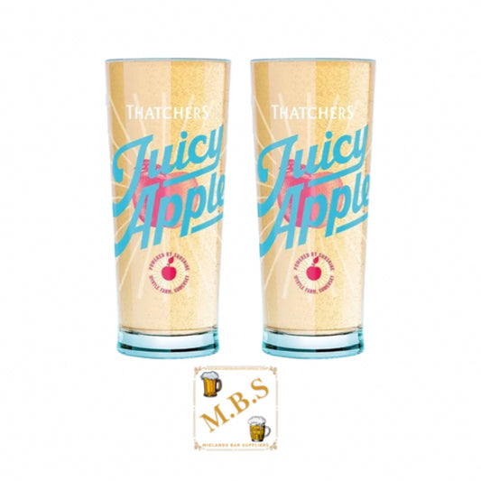 Thatchers Juicy Apple Cider Pint Glasses x2