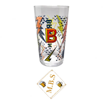 Brixton Brewery Pint Glasses x2 - Decorative Design, Plus 2 x Midlands Bar Suppliers Thin Card Coasters
