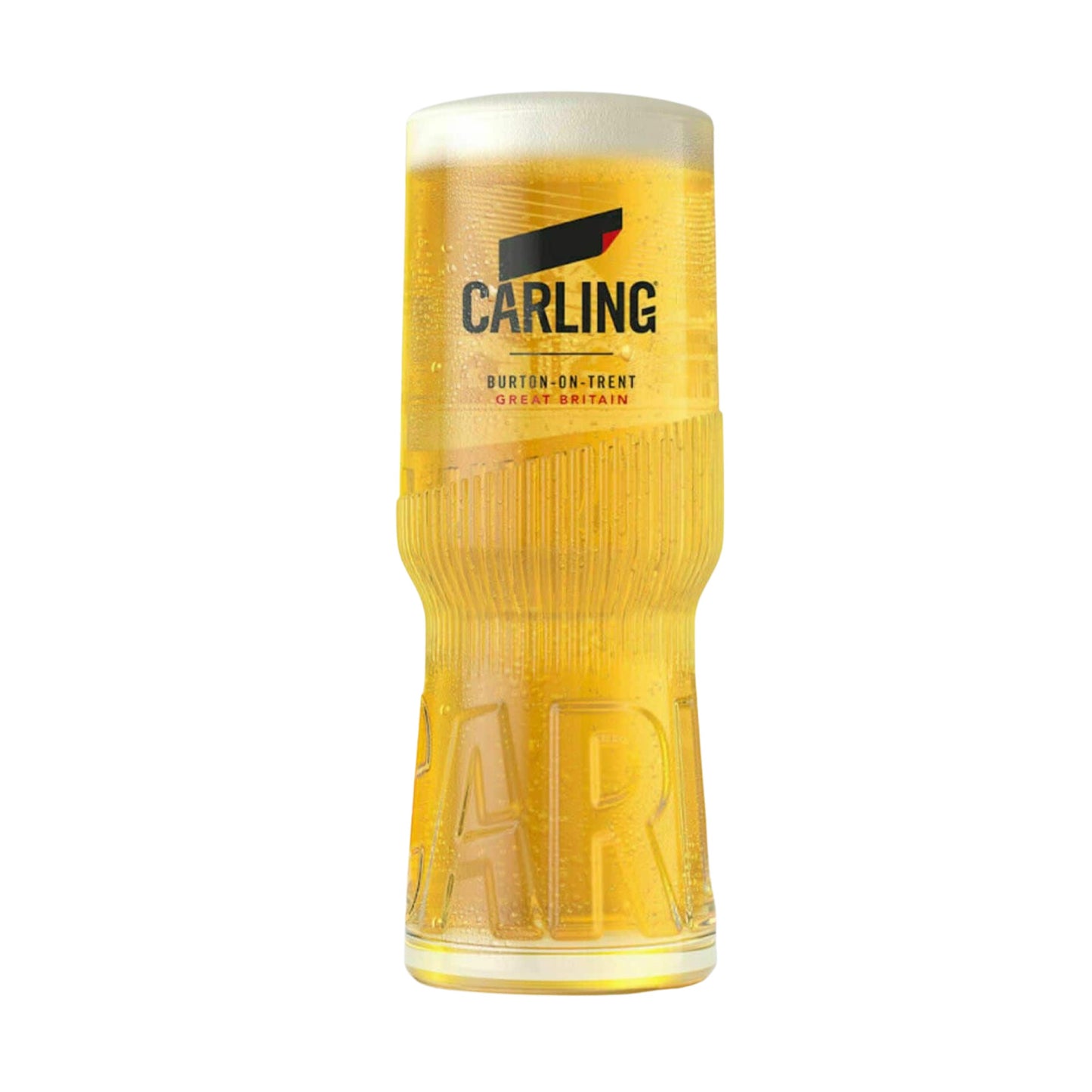 Carling Beer Pint Glasses 568ml CE Stamped (Set of 4) Plus 10 x Branded Beer Coasters