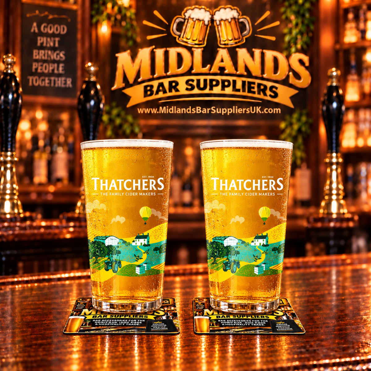 Thatchers Limited Edition Ballon Pint Glasses Set of 2