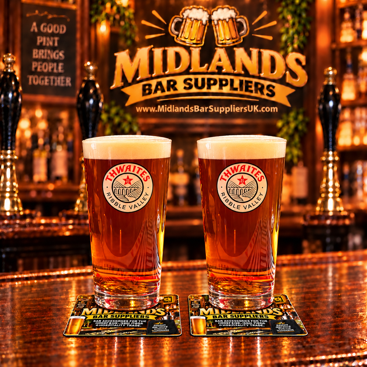 Thwaites Brewery Pint Glasses Set of 2