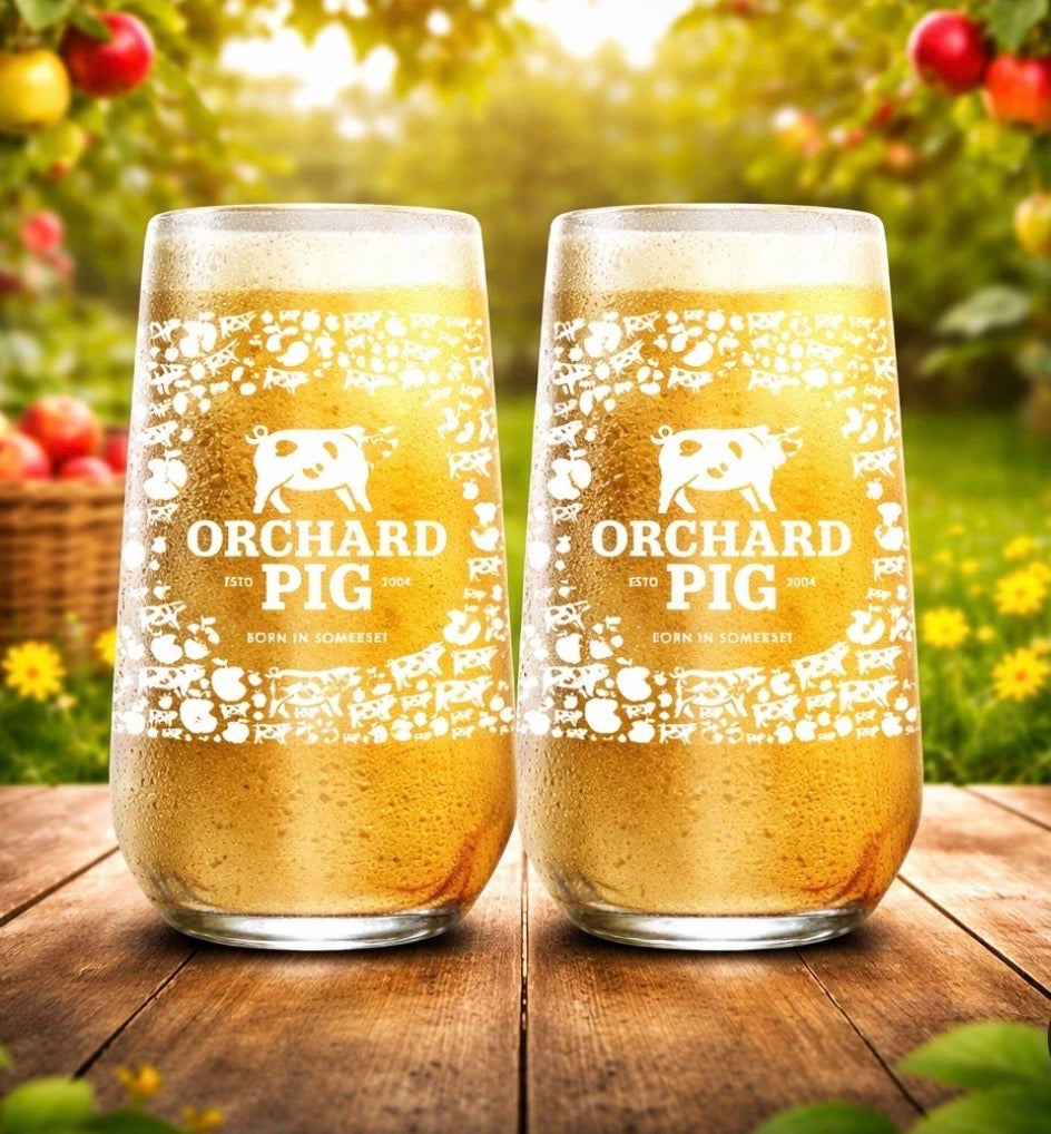 Orchard Pig Cider Pint Glasses, Set of 2