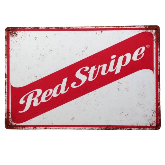 Red Stripe Tin Sign A4 Size