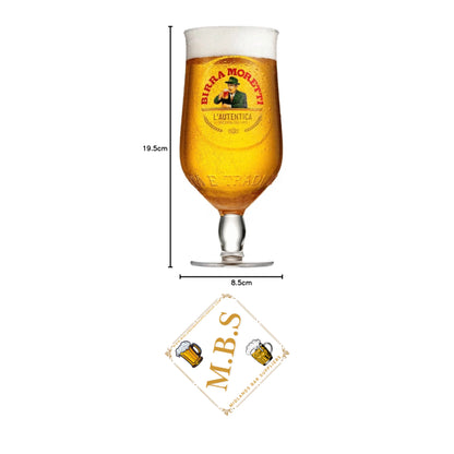 Birra Moretti Beer Glass, Premium Bar Glassware, Set of 2