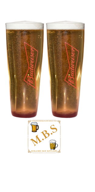 Red Budweiser Pint Glass, Set of 2