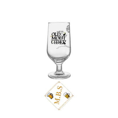 Old Mout Cider Premium Glass with Midlands Bar Suppliers Thin Coaster, Traditional Beer Glass Design, Clear Crystal Glass